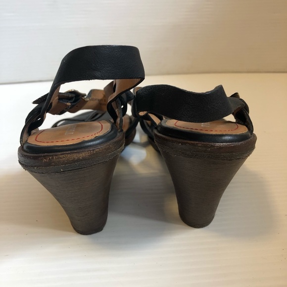 Trask Summer Black Washed Calfskin Cone Heels - Picture 8 of 12